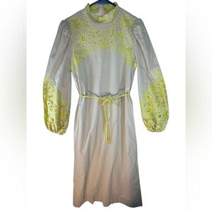 Byrd Maxi Dress Statement Sleeve Yellow Lace Mock Neck Size XS Like New